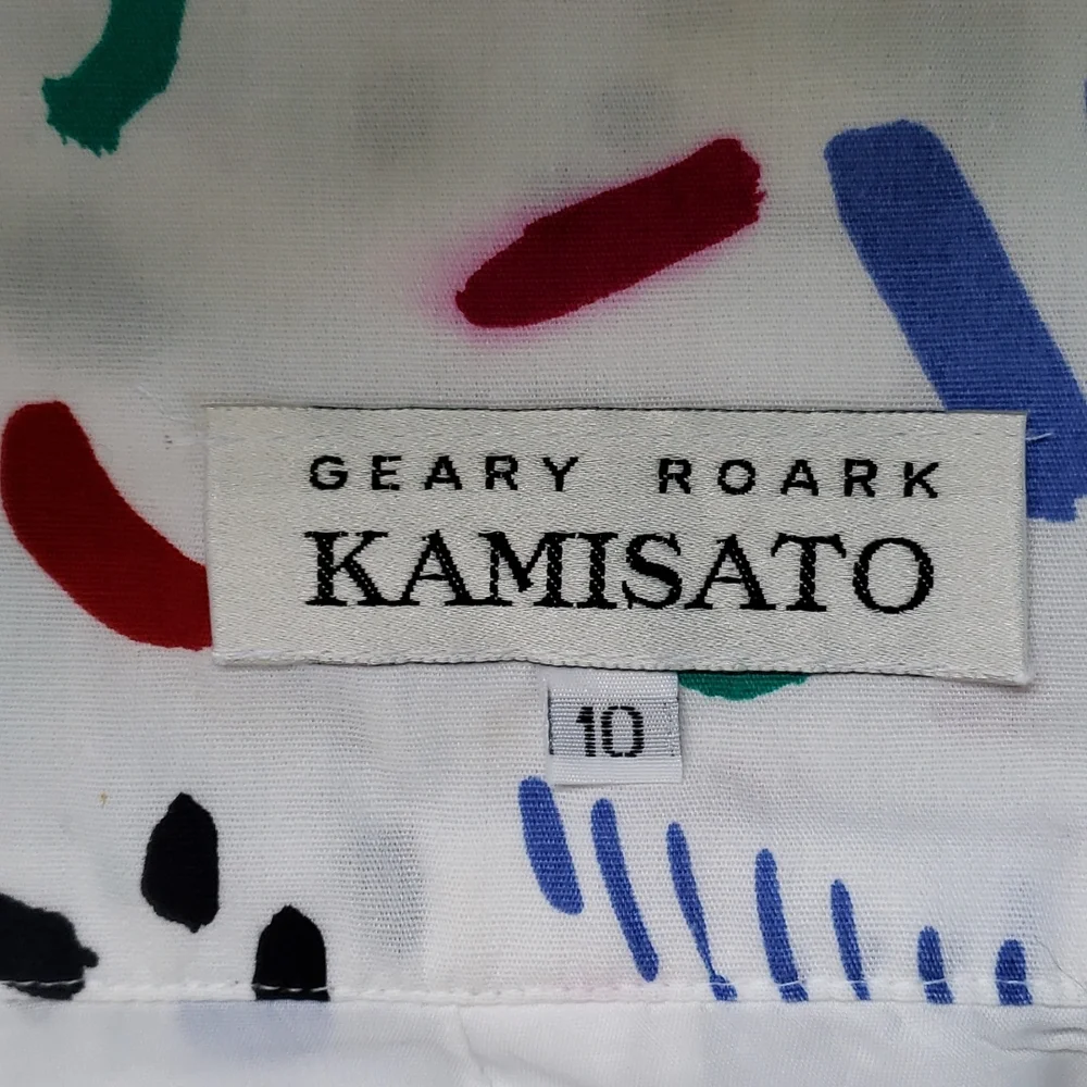 VINTAGE SUNDRESS Geary Roark Kamisoto. Size 10. White with multicolored pattern. - Picture 11 of 13